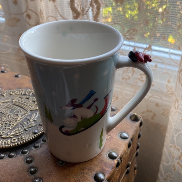 Starbucks Holiday 2011 small bone china dog sledding and people skating mug cup - Picture 3 of 13